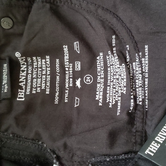 BLANK NYC The Rivington Black with White Stripe High Rise Jeans - Picture 9 of 9